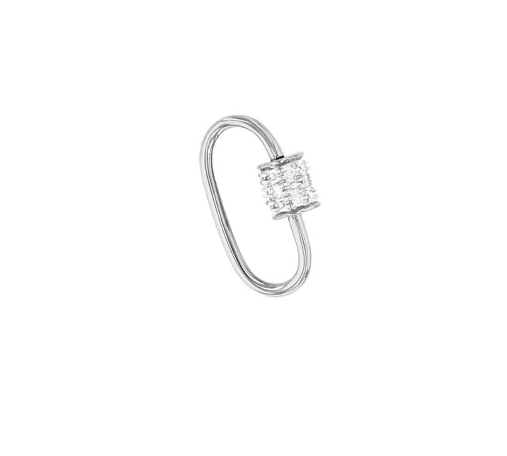 Charms & Pendants White Gold Small 14K Gold Carabiner Charm Enhancer with Diamonds