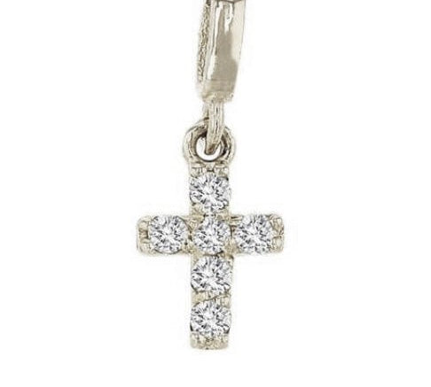 Charms & Pendants White Gold Tiny Diamond Cross