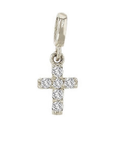 Charms & Pendants White Gold Tiny Diamond Cross