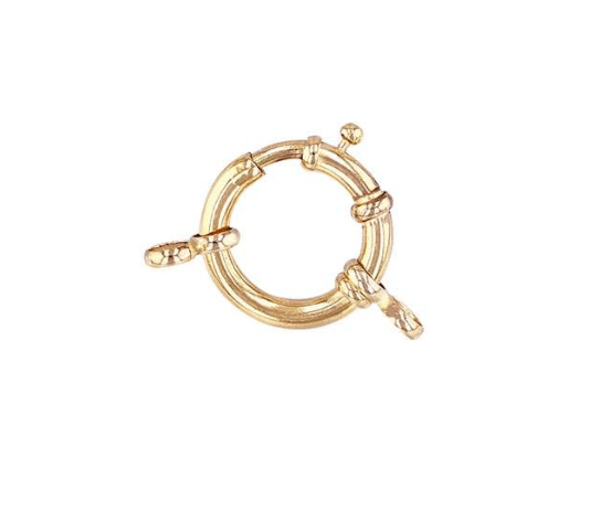 Charms & Pendants Yellow Gold / 14K 14K & 18K  Gold Round Spring Carabiner Charm Enhancer/Connector Link
