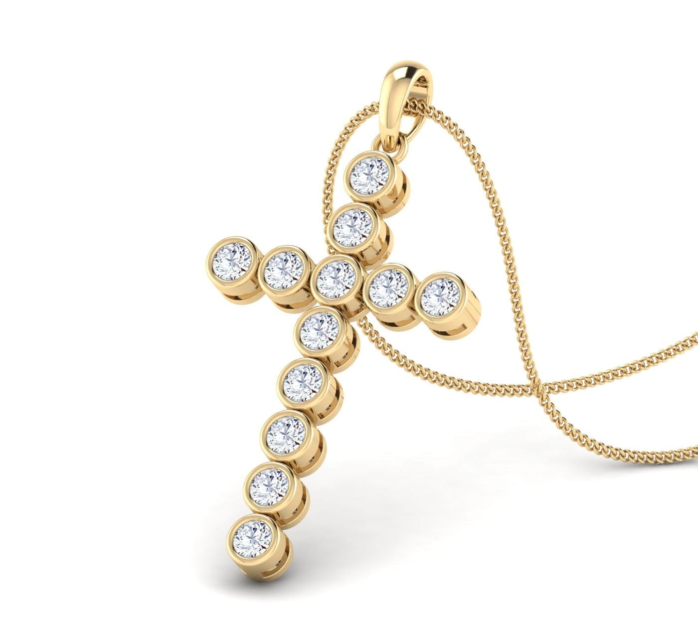 Charms & Pendants Yellow Gold / 14K Diamond Cross in Solid 14K Gold, Lab Grown