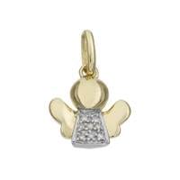 Charms & Pendants Yellow Gold 14K Gold Angel with Micro-Pave Diamonds