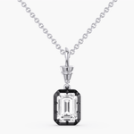 Charms & Pendants Yellow Gold 14K Gold Emerald Cut DIamond Diamond Georgian Charm, Lab Grown