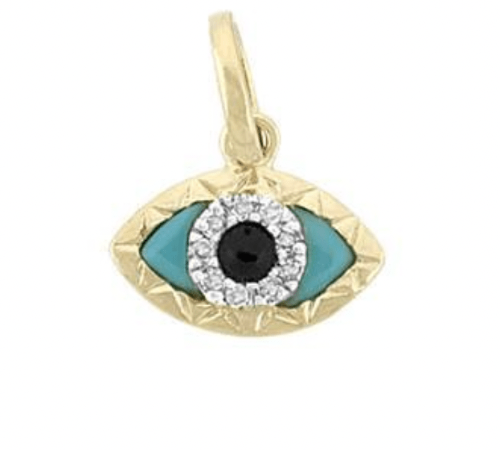 Charms & Pendants Yellow Gold 14K Gold Evil Eye with Diamonds and Turquoise