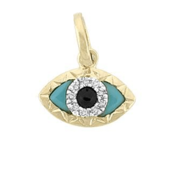 Charms & Pendants Yellow Gold 14K Gold Evil Eye with Diamonds and Turquoise