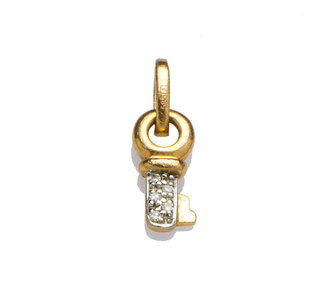 Charms & Pendants Yellow Gold Baby Micro-Pave Key