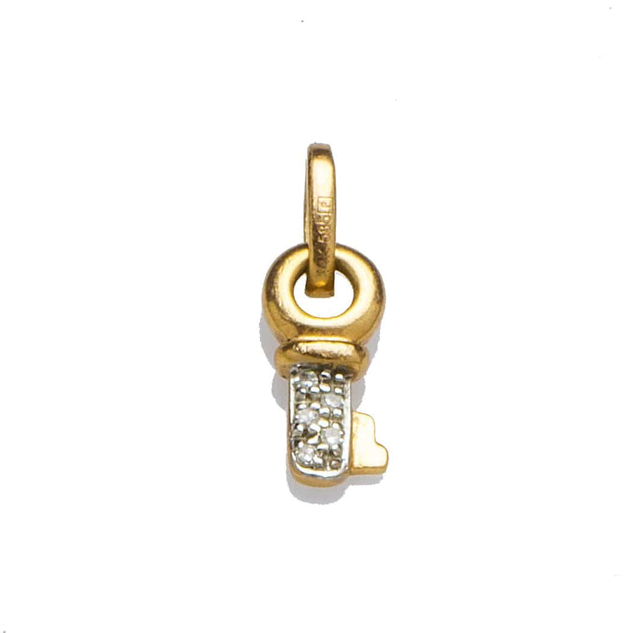 Charms & Pendants Yellow Gold Baby Micro-Pave Key