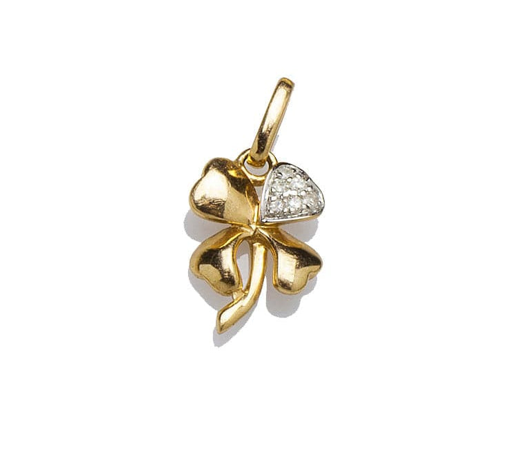 Charms & Pendants Yellow Gold Clover with Diamonds