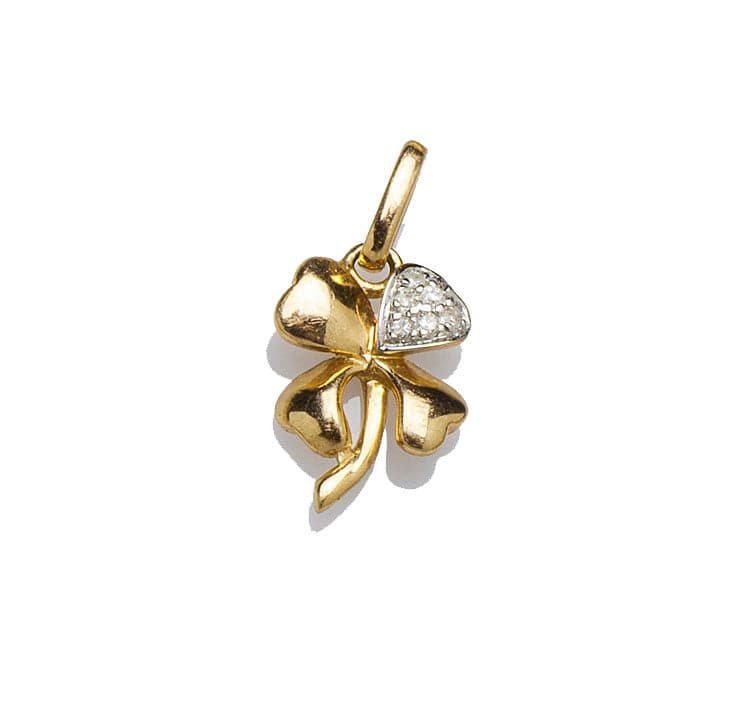 Charms & Pendants Yellow Gold Clover with Diamonds
