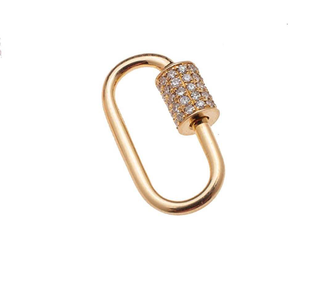 Charms & Pendants Yellow Gold Large Gold Carabiner Charm Enhancer with DIamonds