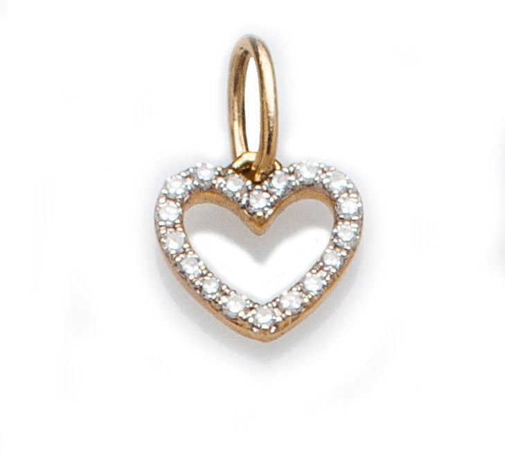 Charms & Pendants Yellow Gold Mini Heart with Diamonds