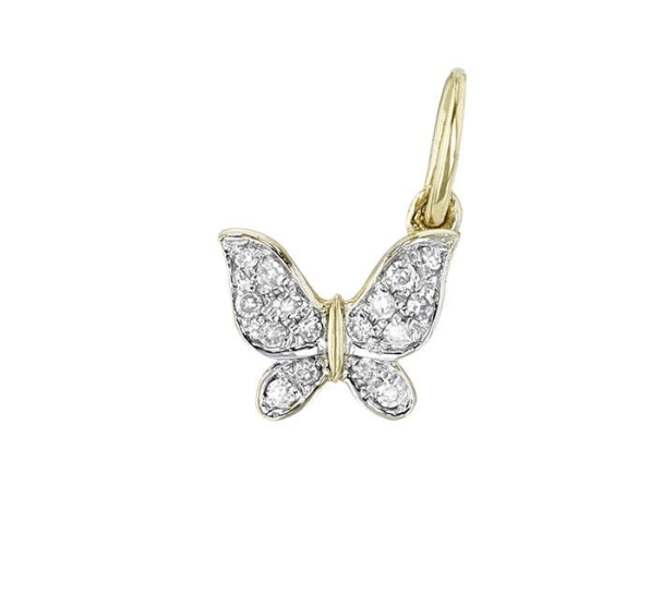 Charms & Pendants Yellow Gold / Small 14K Gold Butterfly and Diamond Charm