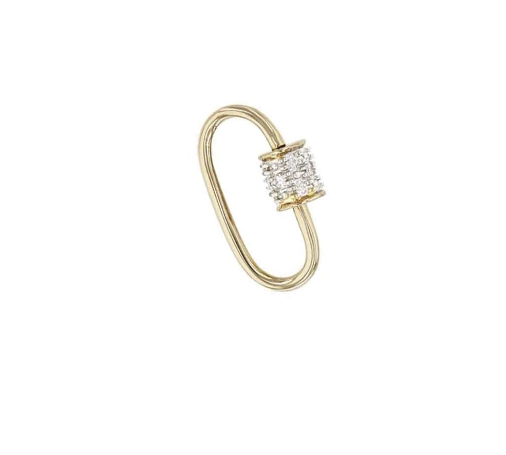 Charms & Pendants Yellow Gold Small 14K Gold Carabiner Charm Enhancer with Diamonds