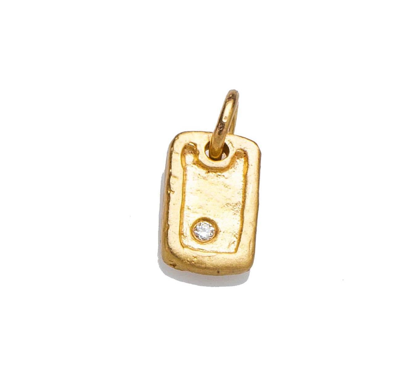 Charms & Pendants Yellow Gold Solid Gold Dog Tag with Diamonds Signature Piece