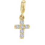Charms & Pendants Yellow Gold Tiny Diamond Cross