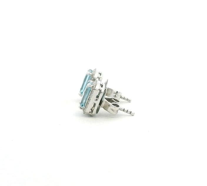 Earrings 14K & 18K Gold Aquamarine and Halo Diamond Stud Earrings (Copy)