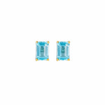 Earrings 14K & 18K Gold Blue Topaz Stud Earrings, 5 x 3 mm
