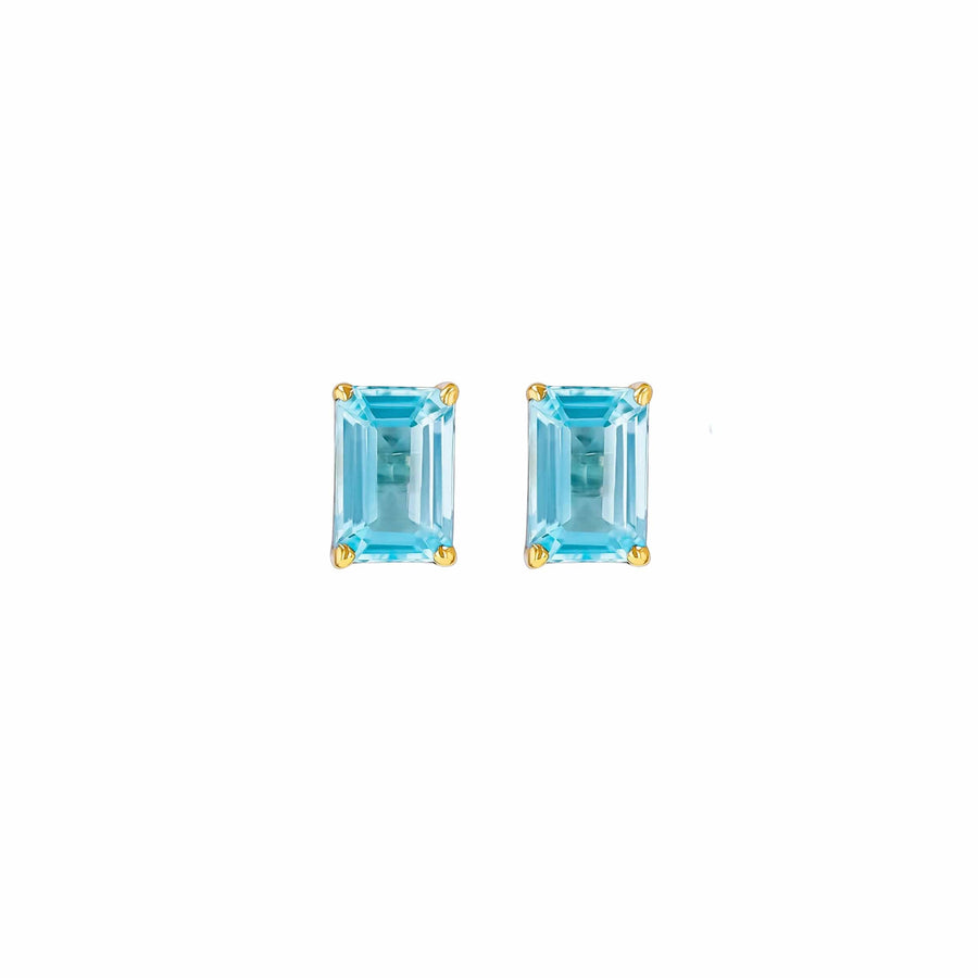 Earrings 14K & 18K Gold Blue Topaz Stud Earrings, 5 x 3 mm