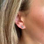 Earrings 14K & 18K Gold Blue Topaz Stud Earrings, 5 x 3 mm