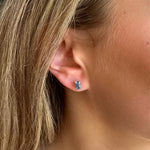 Earrings 14K & 18K Gold Blue Topaz Stud Earrings 6 x 4mm