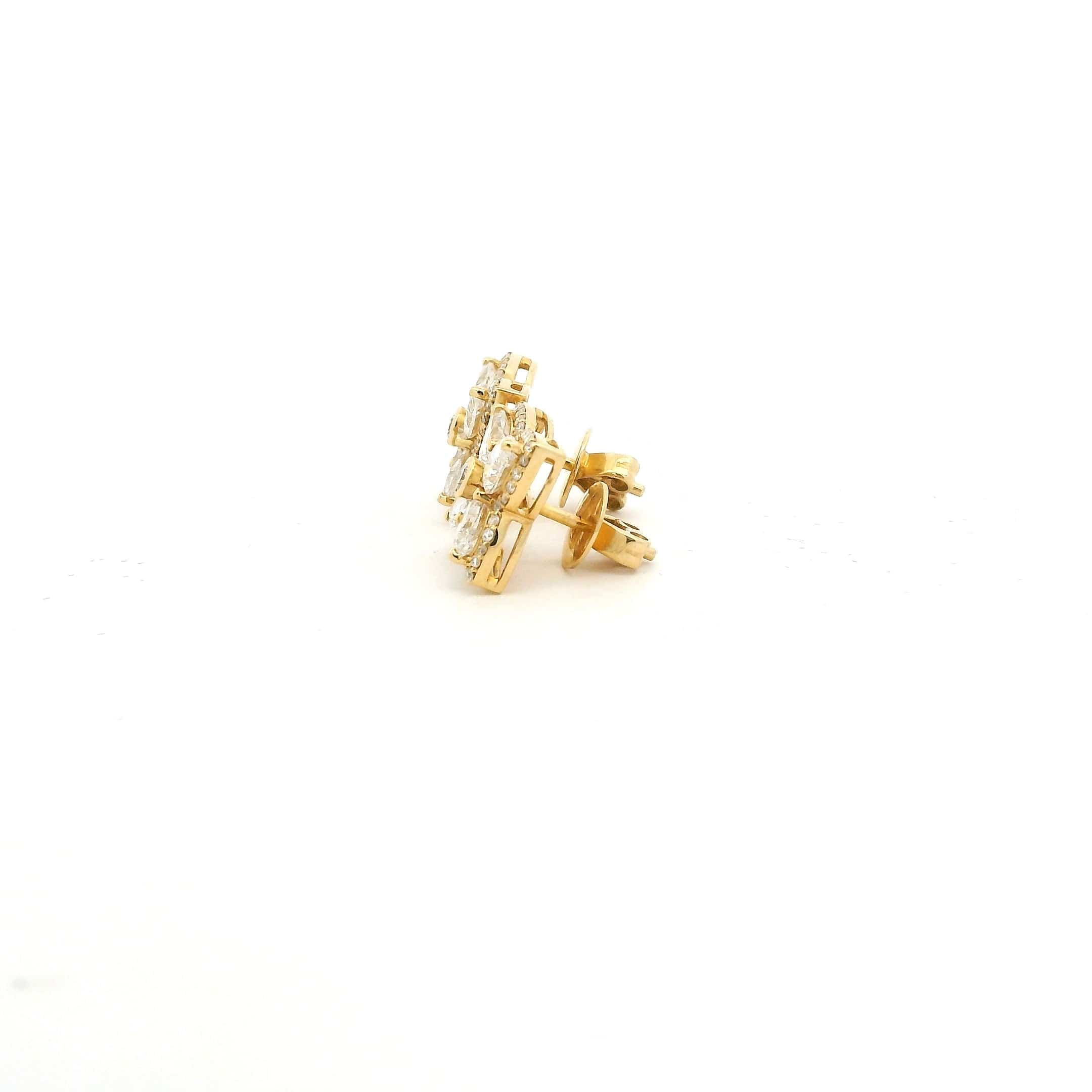 Earrings 14K & 18K Gold Diamond Clover Flower Stud Earrings, Lab Grown