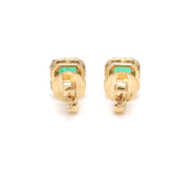 Earrings 14K & 18K Gold Emerald and Halo Diamond Stud Earrings
