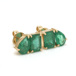 Earrings 14K & 18K Gold Emerald, Emerald & Pear Shape Double Stone Stud Earrings
