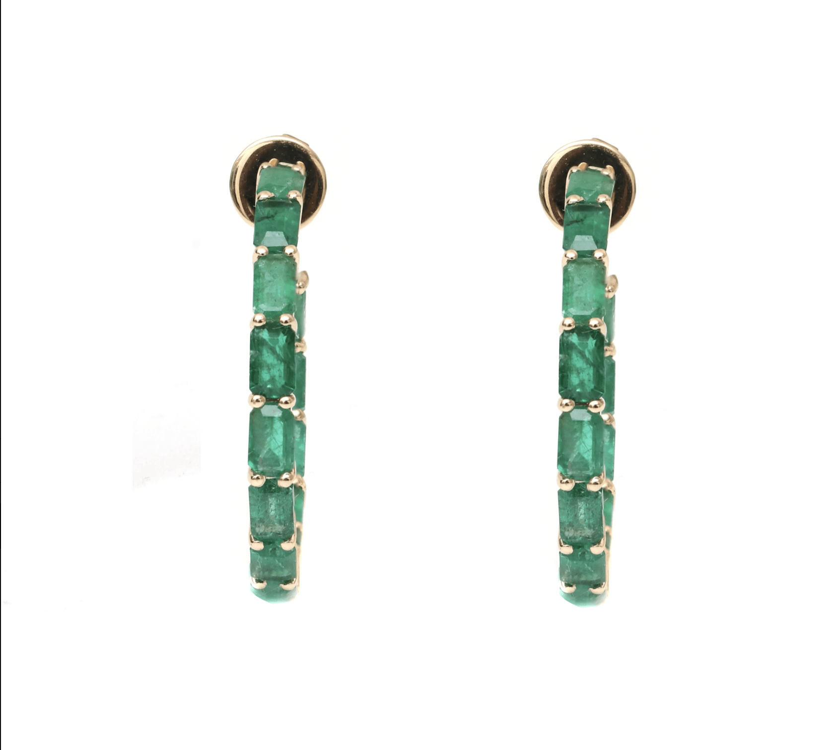 Earrings 14K & 18K Gold Emerald Hoop Earrings
