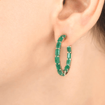 Earrings 14K & 18K Gold Emerald Hoop Earrings