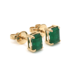 Earrings 14K & 18K Gold Emerald Stud Earrings, 6 x 4 mm
