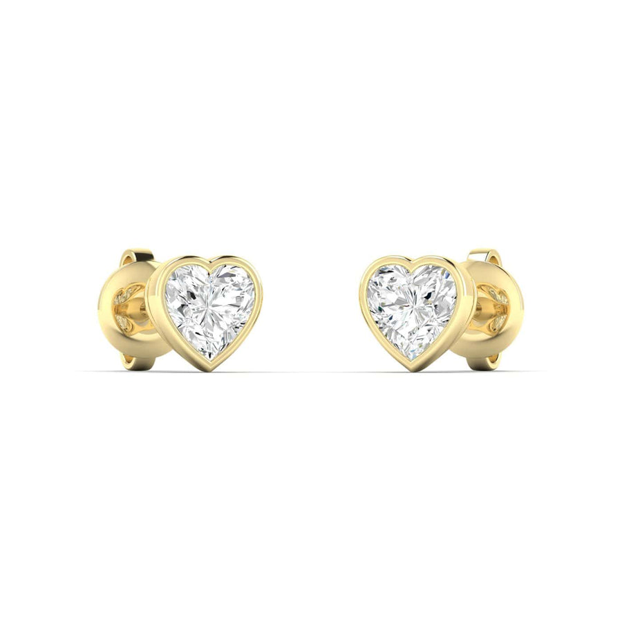 Earrings 14K & 18K Gold Heart Bezel Set Stud Earrings