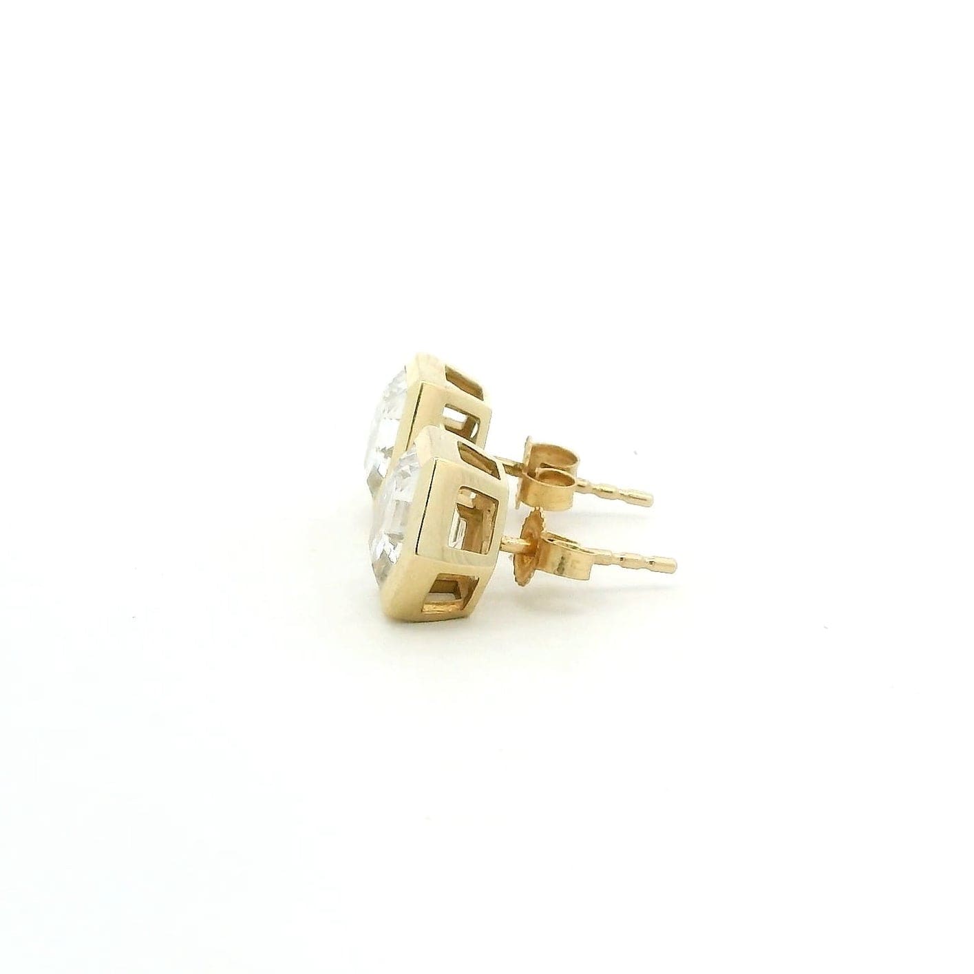 Earrings 14K & 18K Gold Hexagon Bezel Set Diamond Stud Earrings,Lab Grown