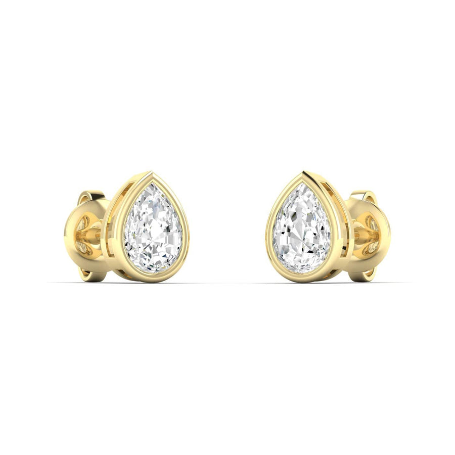 Earrings 14K & 18K Gold Pear Bezel Set Diamond Stud Earrings, Lab Grown