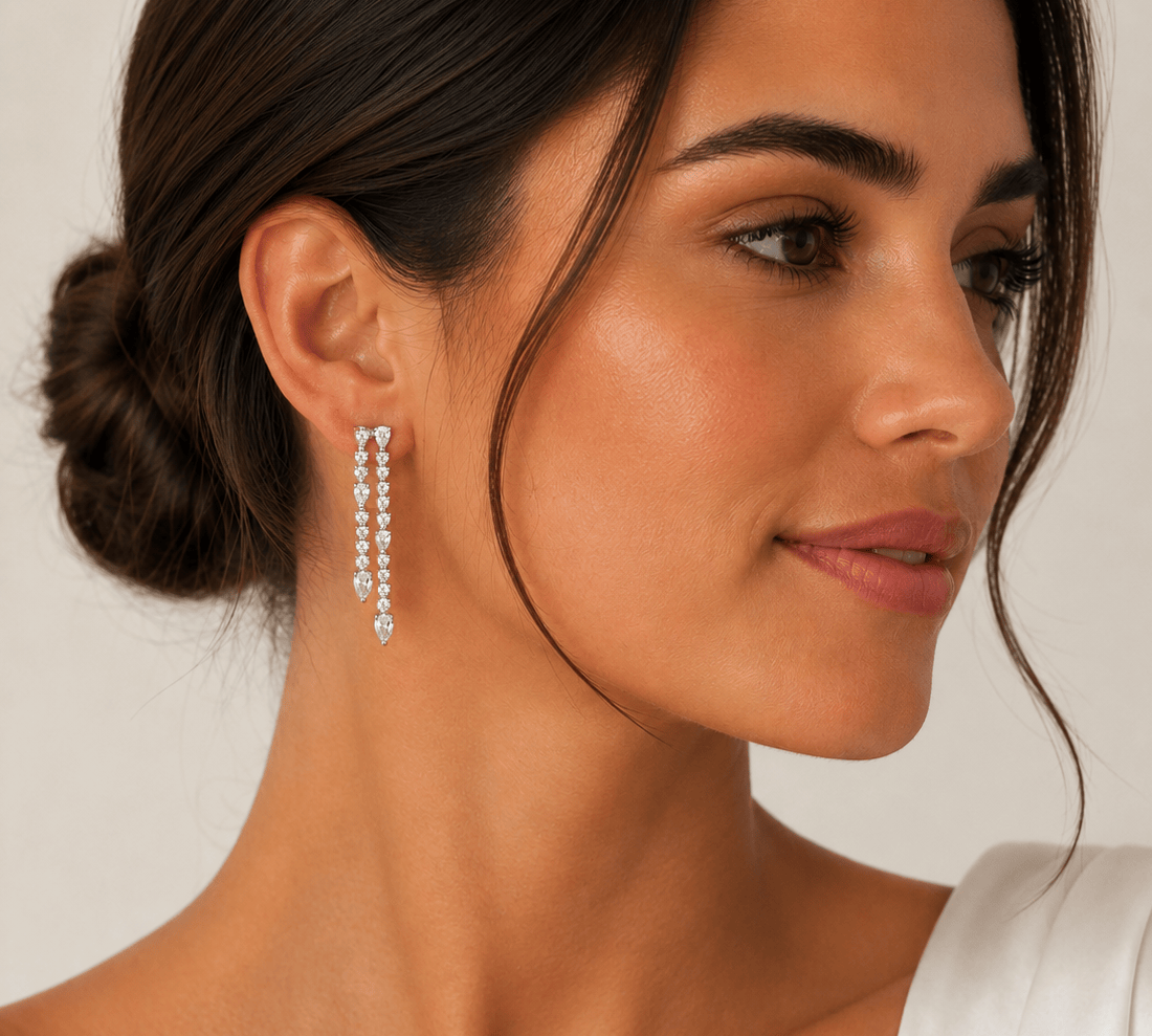 Earrings 14K & 18K Gold Round and Pear Drop Earrings