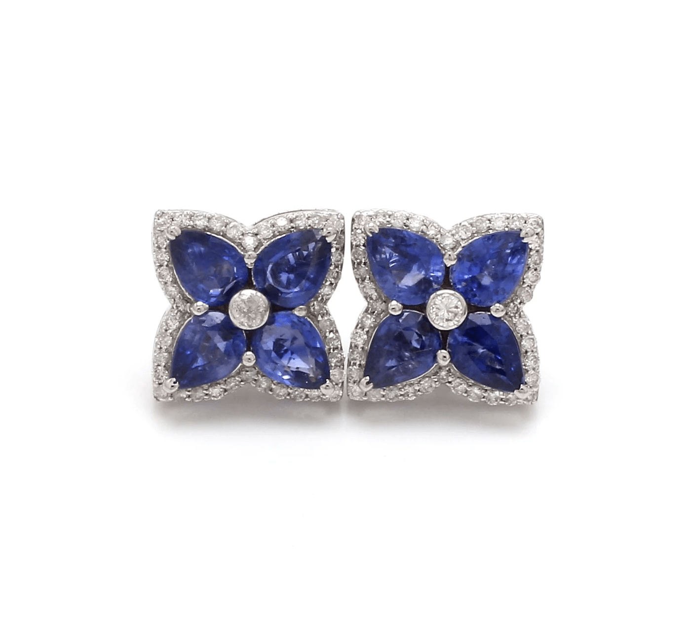 Earrings 14K & 18K Gold Ruby and Diamond Clover Flower Stud Earrings (Copy)