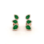Earrings 14K & 18K Gold Three Pear Emerald and Diamond Crawler Earrings