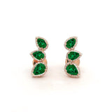 Earrings 14K & 18K Gold Three Pear Emerald and Diamond Crawler Earrings
