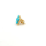Earrings 14K & 18K Gold Turquoise and Diamond Clover Flower Stud Earrings