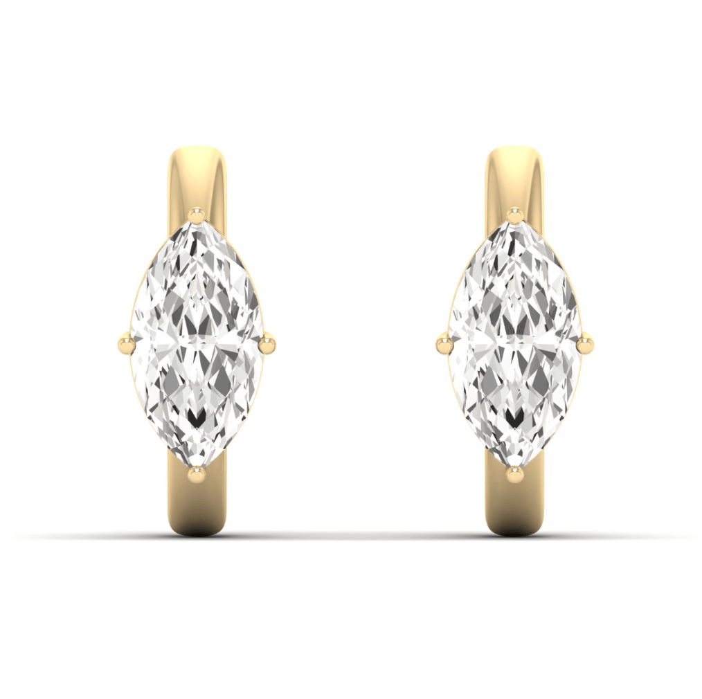 Earrings 14K and 18K Gold Marquise Diamond Huggie Hoop Earrings, lab grown