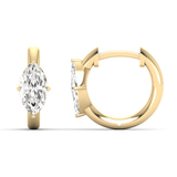 Earrings 14K and 18K Gold Marquise Diamond Huggie Hoop Earrings, lab grown