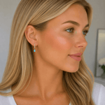 Earrings 14K and 18K Gold Turquoise Pear Dangle Huggie Hoop Earrings