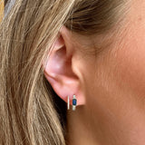 Earrings 14K Gold and Blue Sapphire Huggie Hoops Earrings
