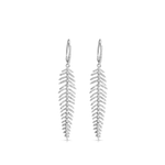 Earrings 14K Gold and Diamond Feather Drop Earrings