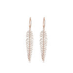 Earrings 14K Gold and Diamond Feather Drop Earrings