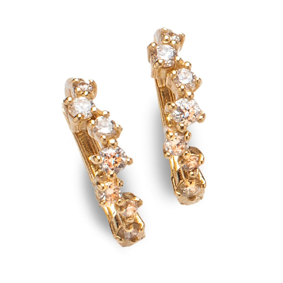 Earrings 14K Gold and Diamond Hoop Earrings Random Setting