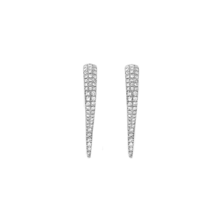 Earrings 14K Gold and Pave Diamond Dagger Hoops Earrings