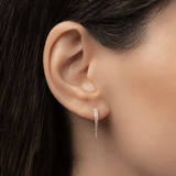 Earrings 14K Gold and Pave Diamond Dagger Hoops Earrings