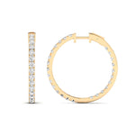 Earrings 14K Gold Diamond Inside-Outside Hoop Earrings in three sizes, Lab Grown