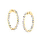 Earrings 14K Gold Diamond Inside-Outside Hoop Earrings in three sizes, Lab Grown