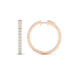 Earrings 14K Gold Diamond Inside-Outside Hoop Earrings in three sizes, Lab Grown